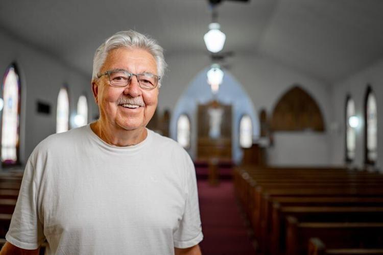David Hanselman stands for a photo at Zion Evangelical Lutheran Church in Lu Verne, July 30, 2026.