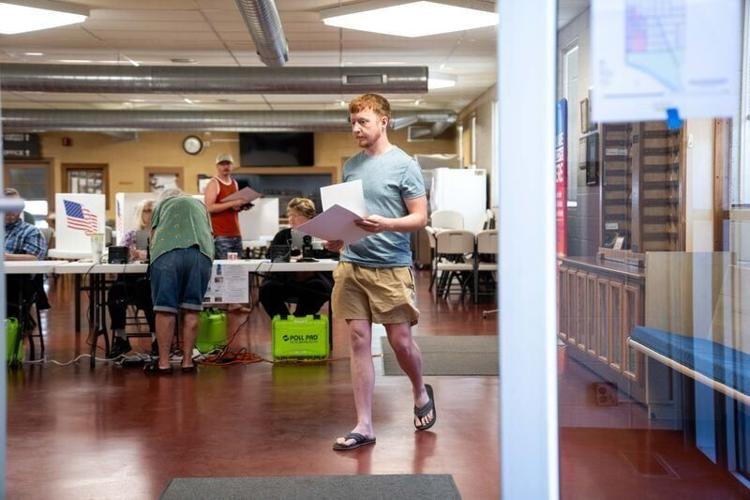 Ryan Jamieson casts his ballot in Iowa’s primary election on June 2, 2026, at Union Park United Methodist Church in Des Moines.