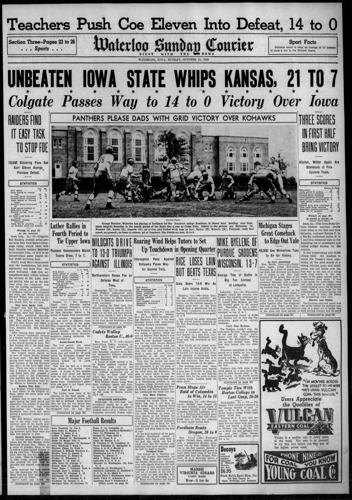 Waterloo Sunday Courier front page Oct. 23, 1938