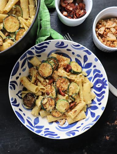 Zucchini carbonara is a summery, vegetarian riff on the classic pasta dish carbonara.