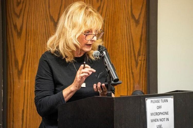 Vicky Brenner delivers public remarks during a Madison County Board of Supervisors meeting on July 22, 2025, at the Madison County Annex in Winterset, Iowa.