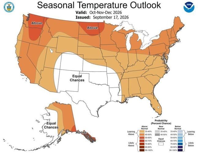 Much of the country is forecast to see warmer than normal temperatures this fall, according to the forecast from the National Oceanic and Atmospheric Administration.