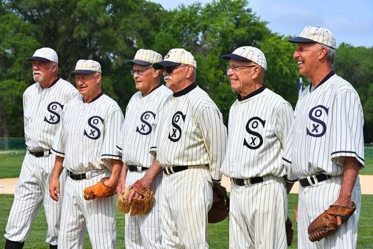 Members of the Field of Dreams Ghost Players at the movie site in Dyersville on June 6, 2026.