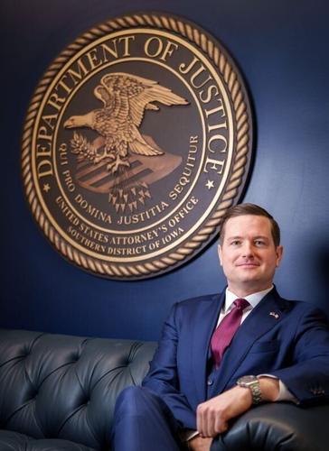 United States Attorney David Waterman sits for a photo at his office in the Neal Smith federal building, March 20, 2026 in Des Moines.