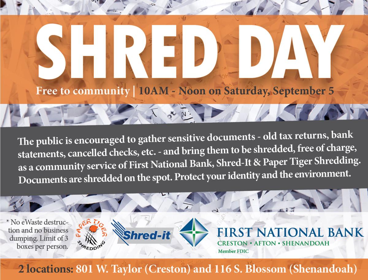 First National Bank holds community Shred Day Sept. 5