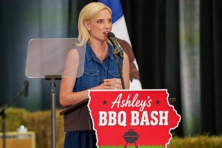Congresswoman Ashley Hinson speaks at her annual BBQ Bash fundraiser Saturday, Aug. 29, 2026 in Clive, Iowa.