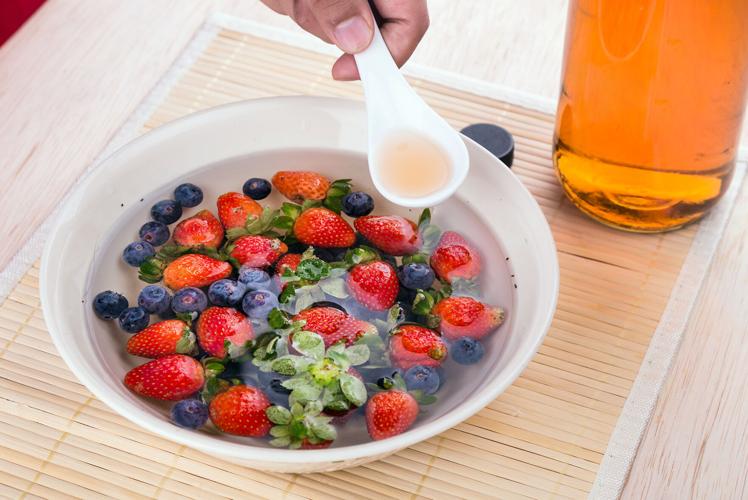 Apple cider vinegar with fruit