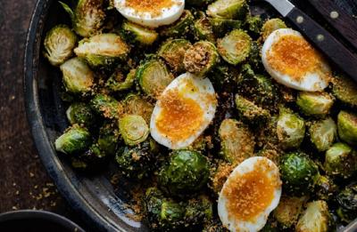 Recipe of the Day: Roasted Brussels with Jammy Eggs