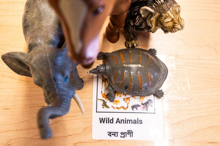 Bengali translation is printed underneath words for students in a classroom at Wayne Metropolitan Community Action Agency Mitchell Head Start Center in Hamtramck on Monday, Oct. 5, 2026.