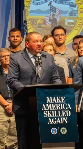 President of Iowa Central Community College Jesse Ulrich speaks at Workforce Pell grant approval ceremony in at the college's Fort Dodge campus on Aug. 4.