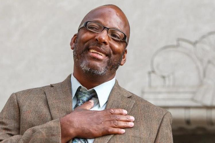 Christopher Dunn reacts to his release from a Missouri prison in 2024. Dunn spent 34 years imprisoned for murder before he was exonerated with the assistance of the Midwest Innocence Project.