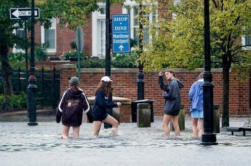 Flooded sidewalk
