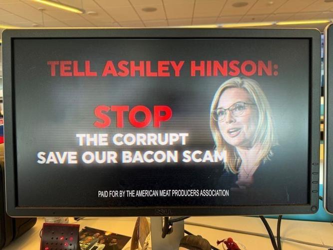 Senate candidate Rep. Ashley Hinson has been the subject of "Save Our Bacon" attack ads.