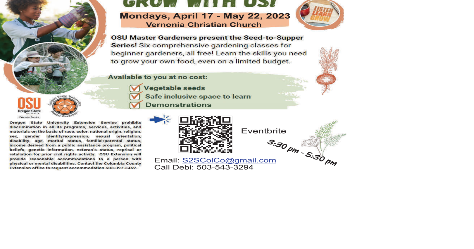 Seed to Supper Free Gardening Class in Vernonia Community News