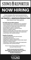 Stowe Reporter Ad Traffic and Production