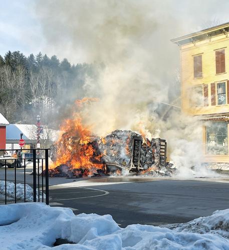 Pile of burning hay