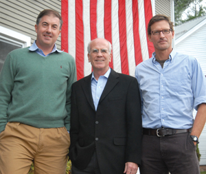U.S. Rep. Peter Welch, D-Vt., has endorsed a petition, drafted by a Stowe group, to fix the federal debt. He’s flanked by petition organizers Rob Foregger, left, and Stowe Reporter owner Biddle Duke.