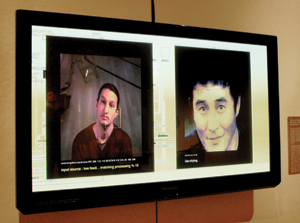 An interactive installation by Dutch artist Marnix de Nijs turns the camera’s lens on the viewer and uses facial recognition software to  identify a celebrity match.