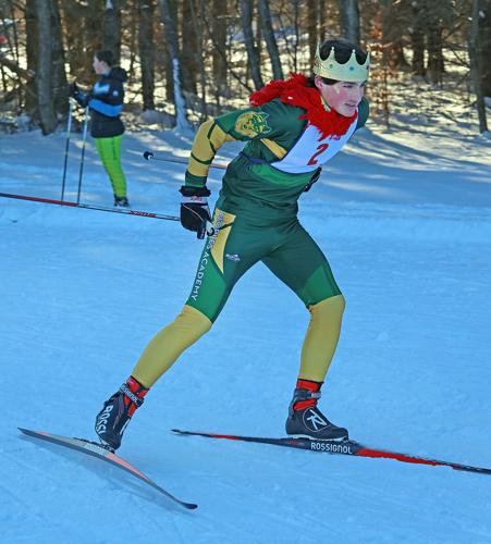 Nordic skiing coed tag-team race