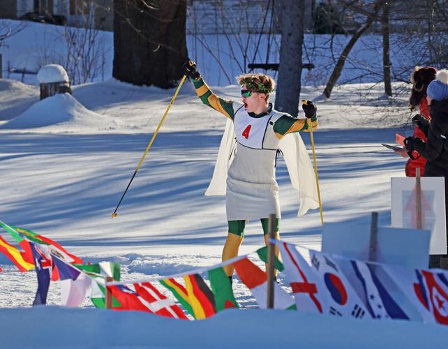 Nordic skiing coed tag-team race