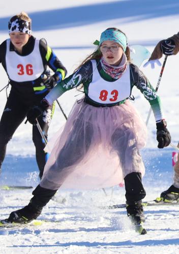 Nordic skiing coed tag-team race