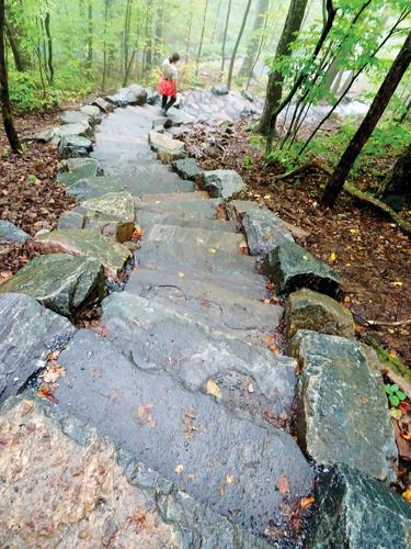 New stone steps on Mt. Philo