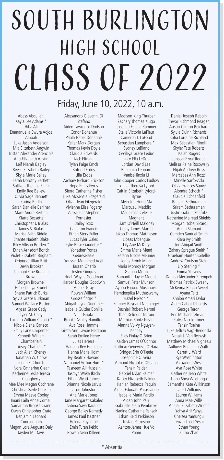 South Burlington High School Class of 2022 | | vtcng.com