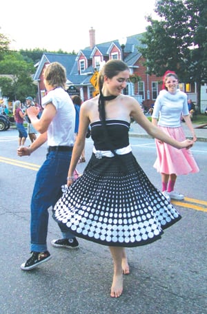 Street dancing is part of the fun and games at the Stowe Antique & Classic Car Meet