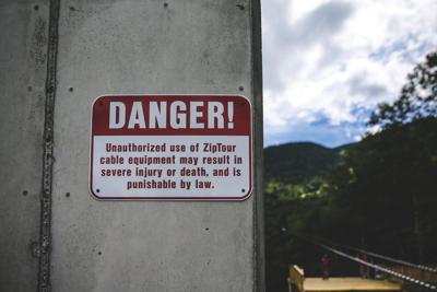 ZipTour warning sign