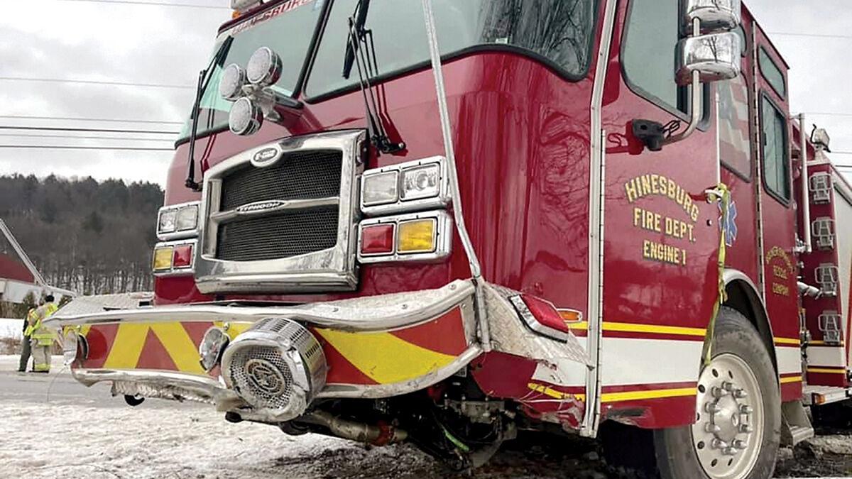 Hinesburg fire truck wrecks on black ice