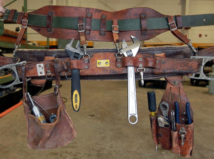 The right gear in line What electrical linemen carry on the climb