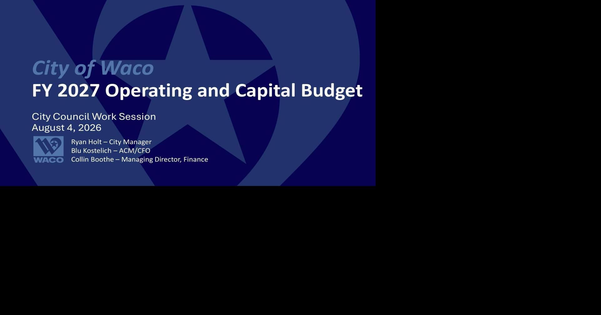 City of Waco budget presentation for FY 2027