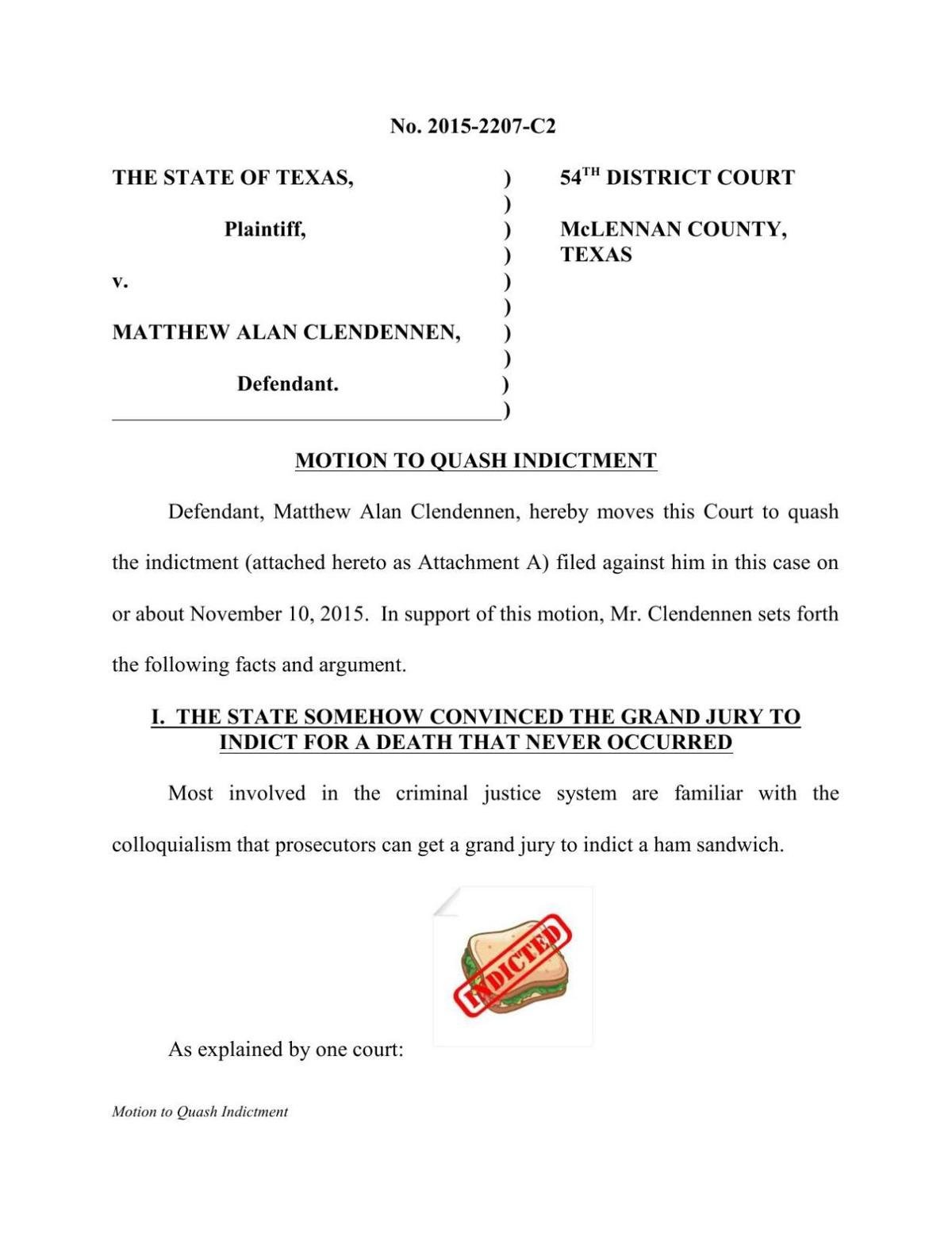 Motion to Quash Indictment