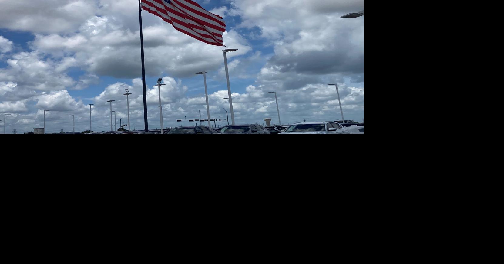 Huge American flags put spangles in Waco sky