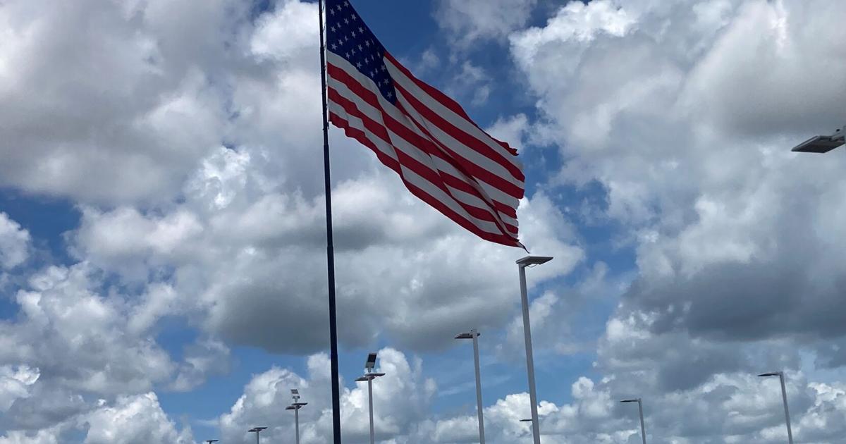 Huge American flags put spangles in Waco sky