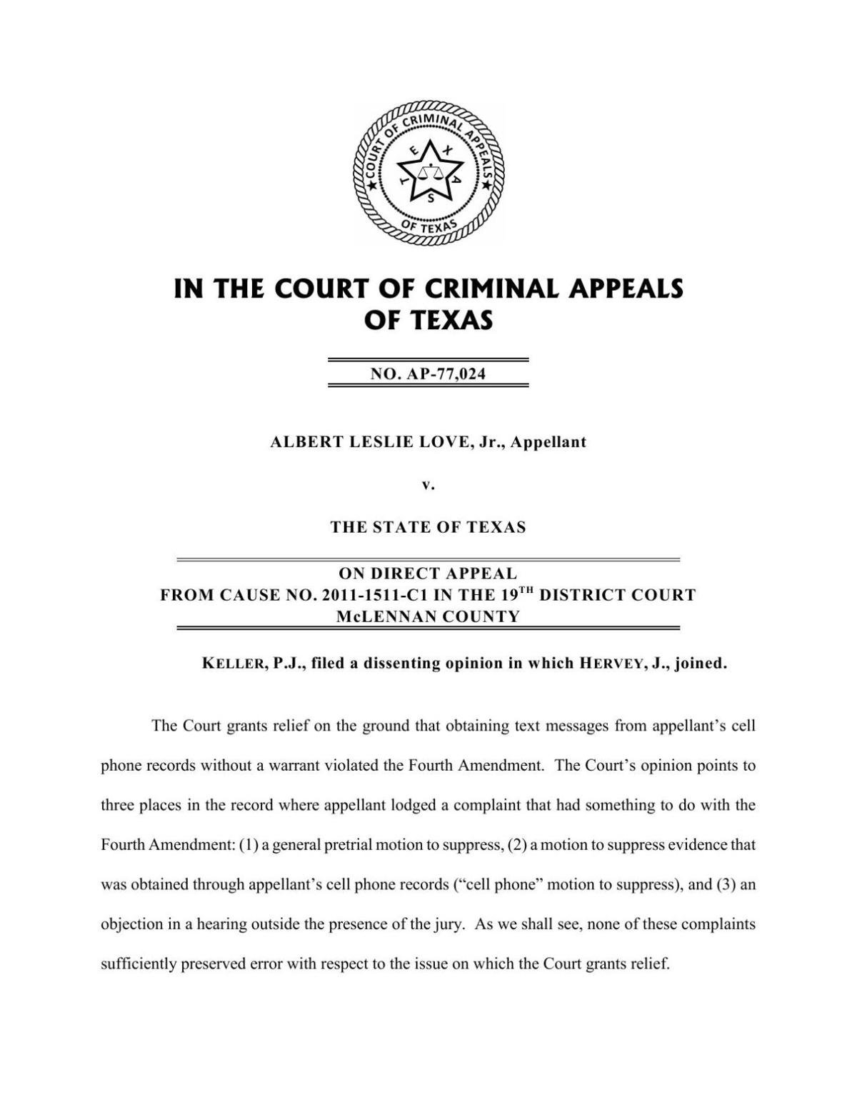 Read The Dissent From The Albert Love Ruling Pdf Wacotrib Com