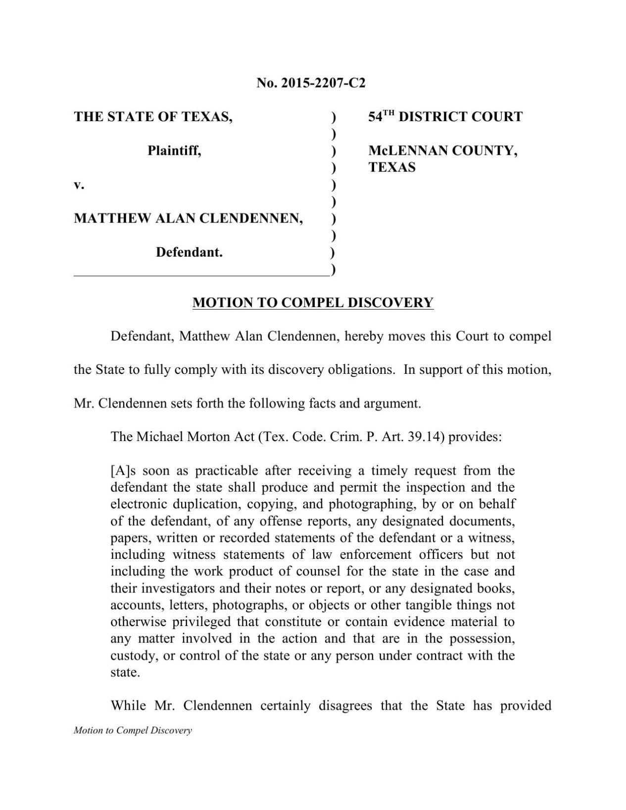 motion to compel discovery texas example