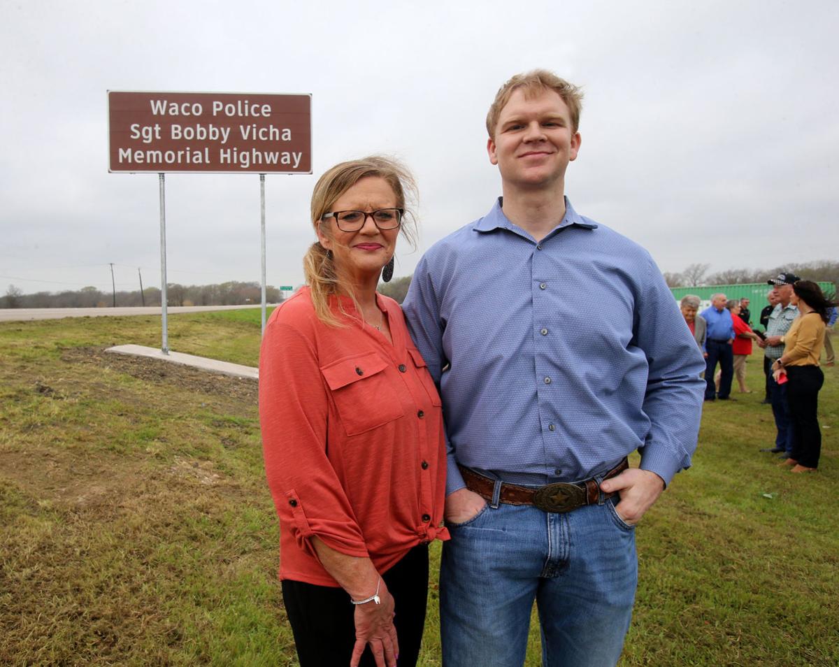 J R Vicha Highway sign memorializes slain Waco police sergeant