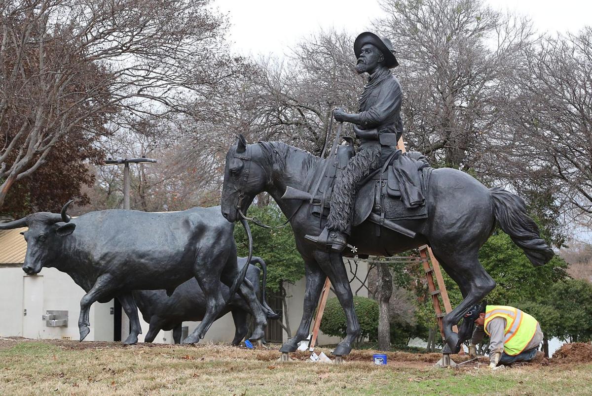 Black cowboy, longhorn cattle statues complete ‘Branding the Brazos