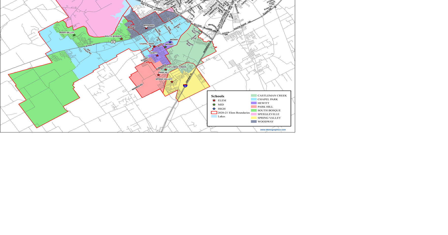 Attendance zones 202223, Midway ISD