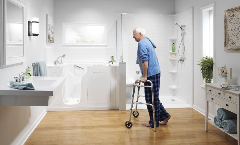 Walk-in Tub & Walk-in Shower White Subway Simultated Tile Male Talent with Walker.jpg