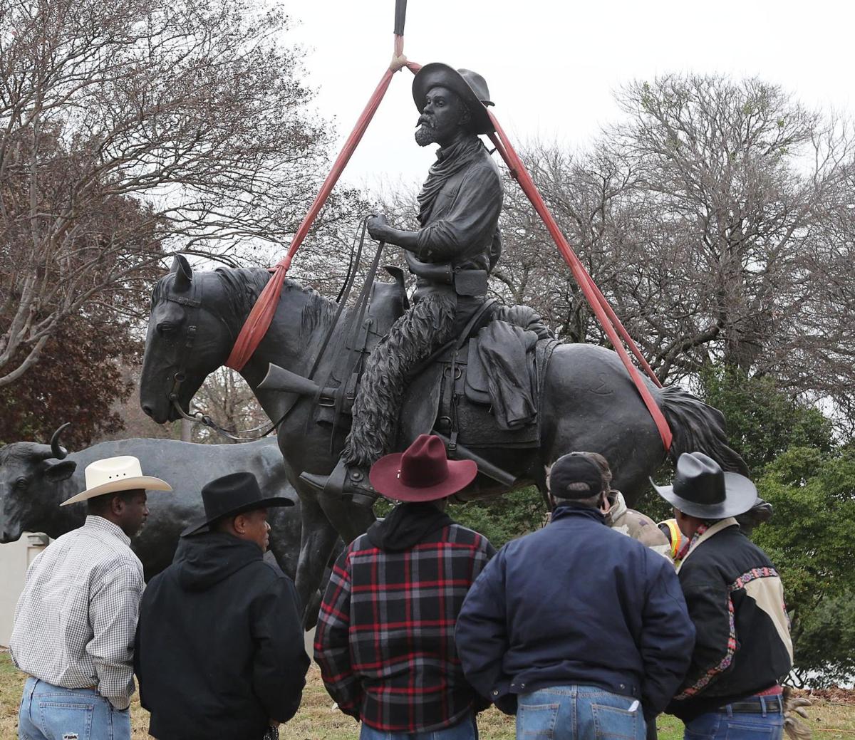 Black cowboy, longhorn cattle statues complete ‘Branding the Brazos
