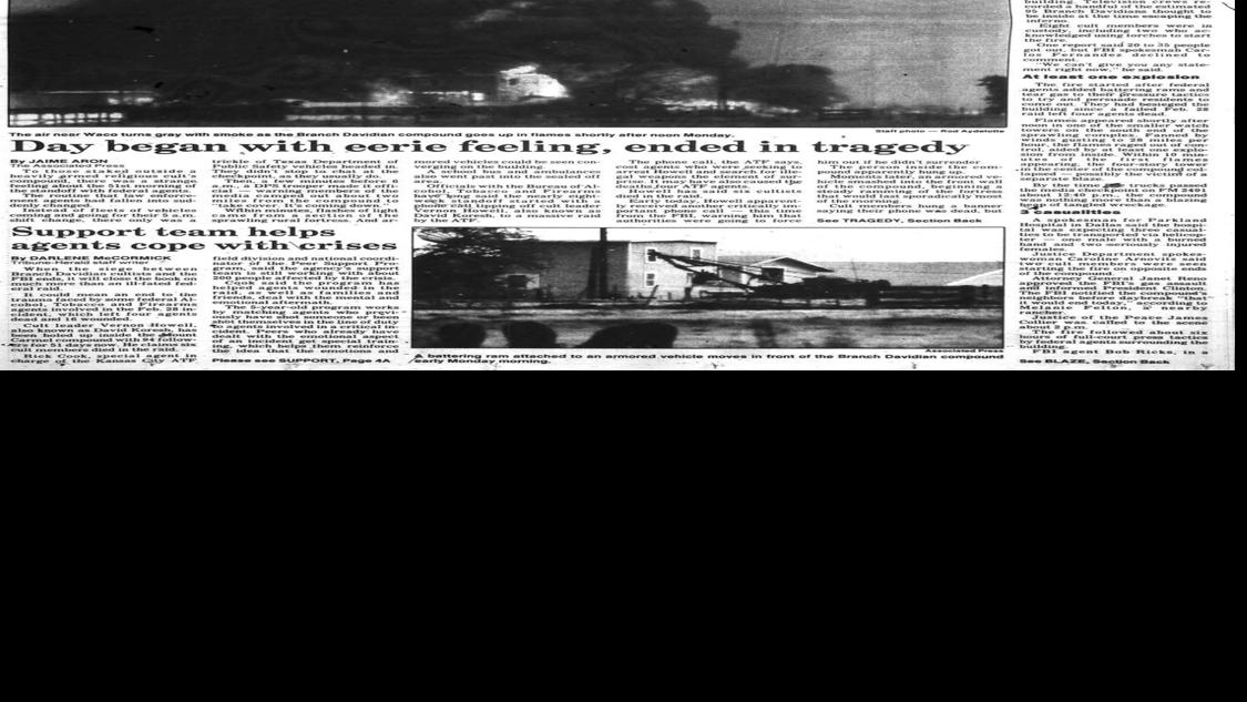A Fiery End Blaze Engulfs Compound 2 Cult Members Claim They Started Fire Branch Davidians 25 Years Wacotrib Com