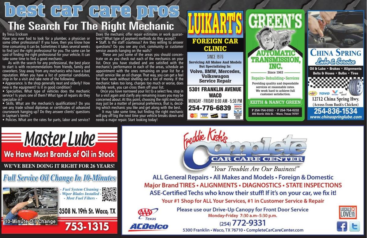 Best Car Care Pros Special Sections