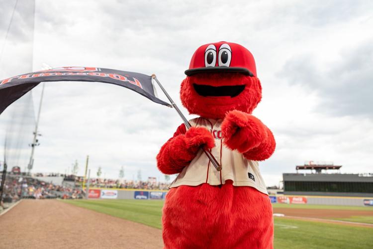 The Chattanooga Lookouts mascot welcomes baseball fans to Erlanger Park.