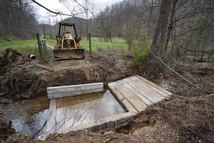 U.S. Rep. Thomas Massie is building a bridge out of railroad ties on his 1,500 acre farm in Garrison, KY.