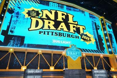 Apr 23, 2026; Pittsburgh, PA, USA; General view of the stage during the 2026 NFL Draft at Acrisure Stadium. Mandatory Credit: Kirby Lee-Imagn Images