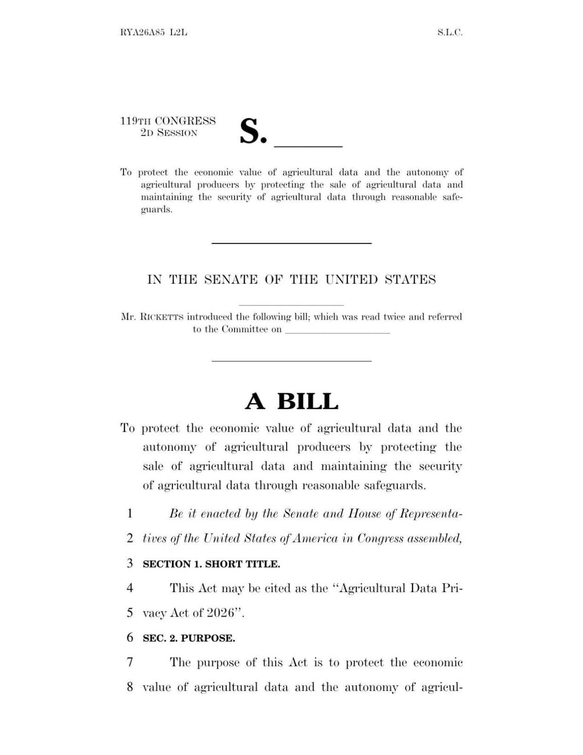 Read: Sen. Pete Ricketts' Agricultural Data Privacy Act