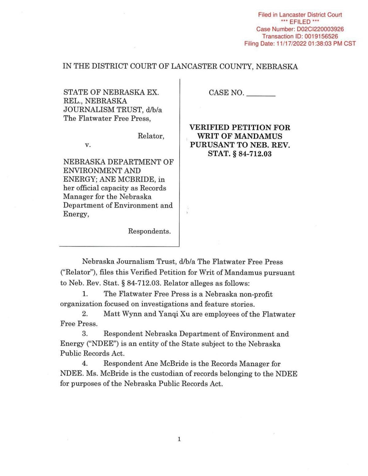 Flatwater Free Press lawsuit