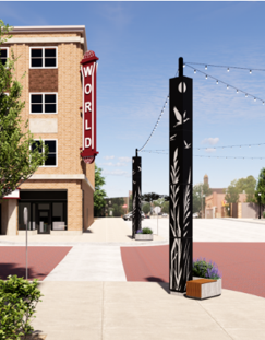 Decorative lights at street level